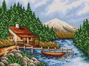 Vyšívací sada, kanva mulina jehla, marina 8006, 30x40cm