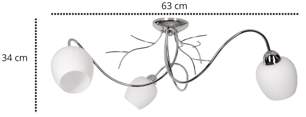 NOWOCZESNA LAMPA WISZĄCA ŻYRANDOL PLAFON CHROM Kolor przezroczysty biały