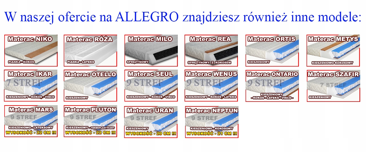 Materac Kieszeniowy ORTIS 90x200 - 7-STREF - H2 Szerokość materaca 90 cm