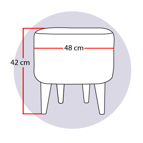 Pufa taboret 4 drewniane nogi tkanina pluszowa Suedine Głębokość mebla 42 cm