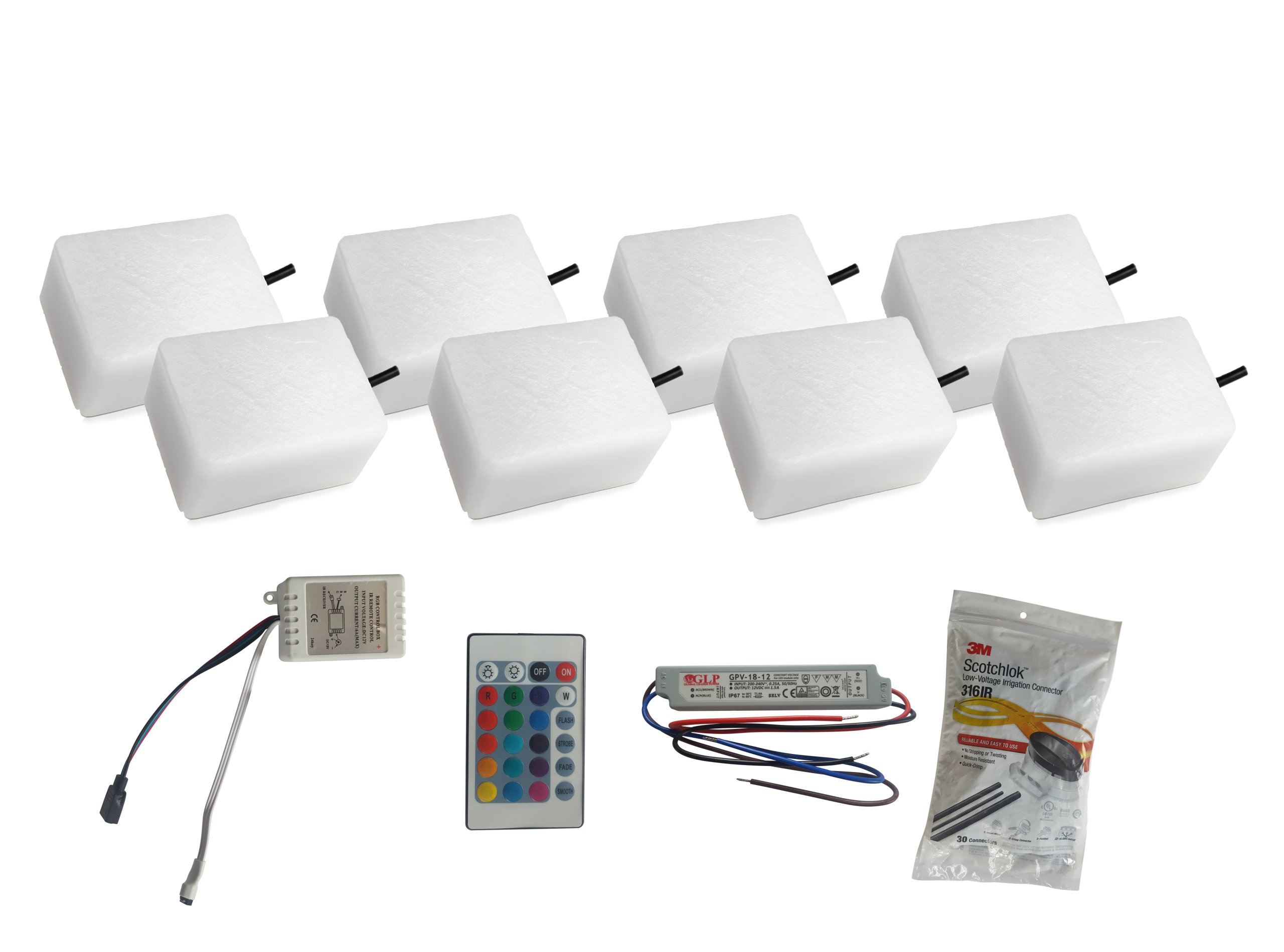 8 x Svietiaca Led dlažobná kocka 9X12 Nostalit Rgb