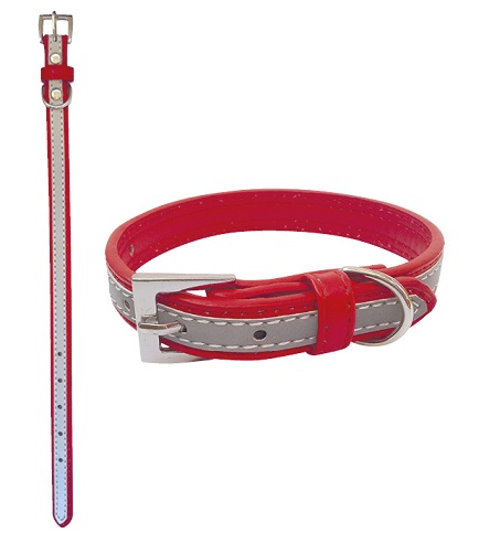 

Obroża skórzana odblaskowa dla psa 1,9x45 cm