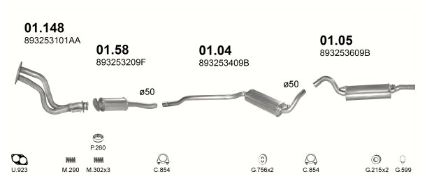 TŁUMIK ŚRODKOWY AUDI 80 01.04 Producent części Polmostrów