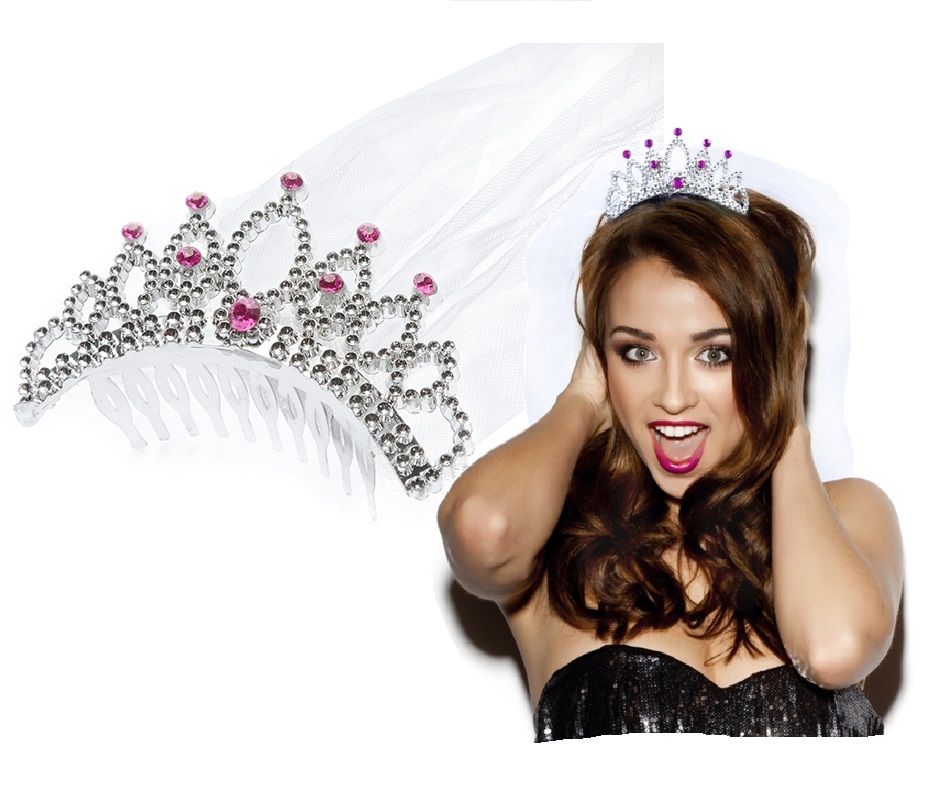 

Tiara z welonem na Wieczór Panieński diadem korona