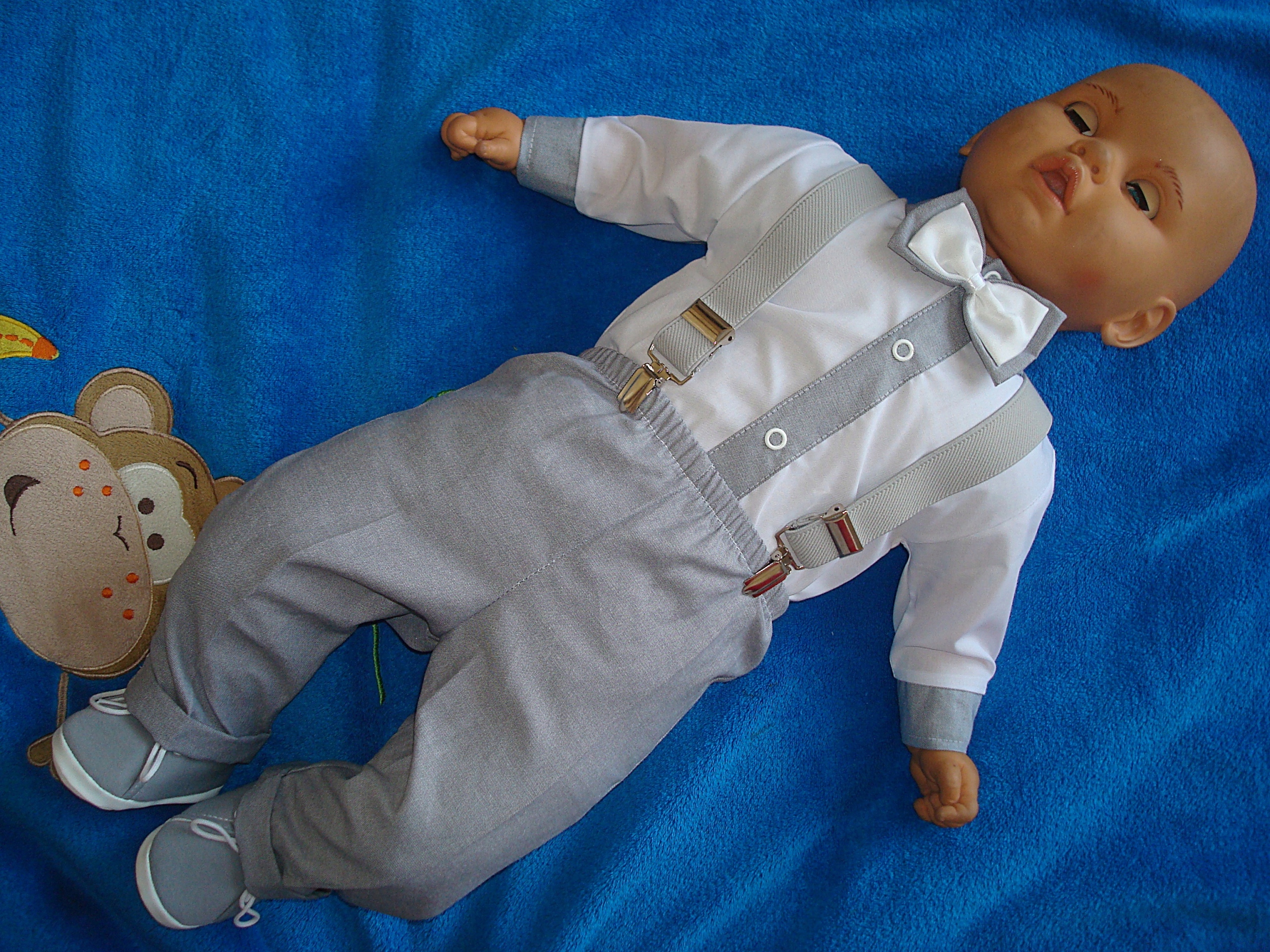 ZIMA SPODNIE OCIEPLANE KOMPLET DO CHRZEST r.62 Kolor niebieski