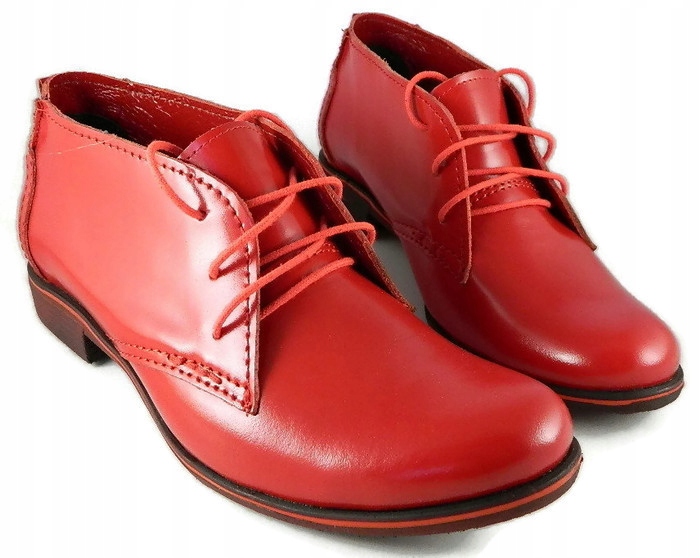 STYLOWE SZNUROWANE TRZEWIKI PÓŁBUTY SKÓRA UNI-60 Wzór dominujący bez wzoru