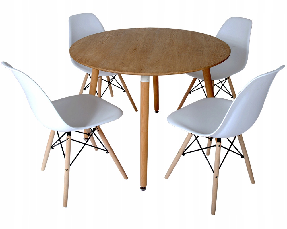 Zestaw STÓŁ okrągły śr. 100 cm + 4 KRZESŁA KOLORY Krzesła w zestawie 4