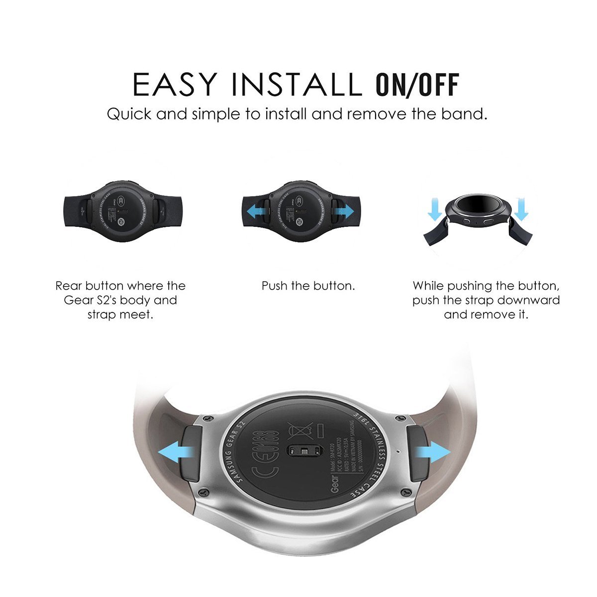 FIOLETOWY PASEK SAMSUNG GEAR S2 SM R720 ROZMIAR L Marka Tech-Band