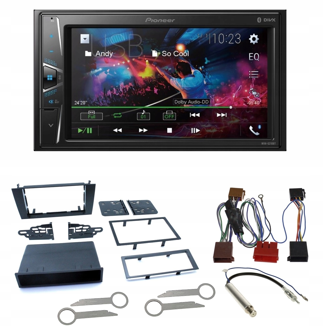 Autorádio Pioneer MVH-G210BT Bluetooth Usb Audi A4 B5 rámček