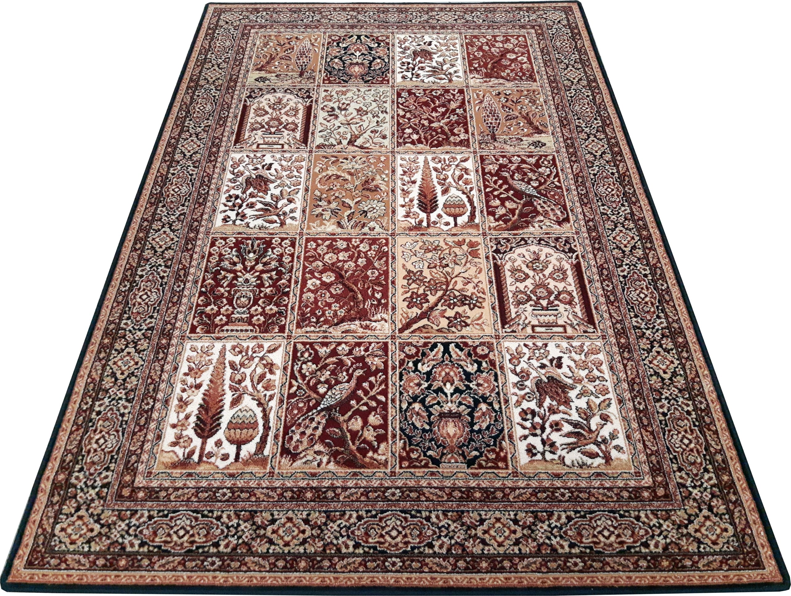 Dywan wełniany Isfahan Timor 200x300 czarny 2x3 bordowy 100% wełna obrazy