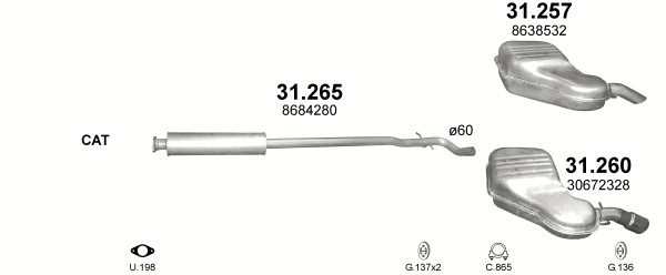 Tłumik końcowy Volvo V70 з lat 01 - 05r . Номер каталозі запчастини 31257 foto 1