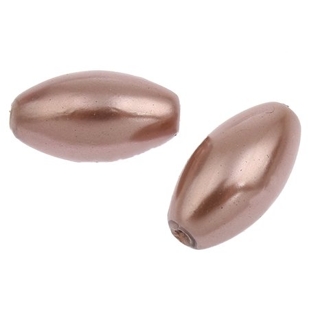 Koraliki Perełki Owalne Brązowe 14x7mm 40szt