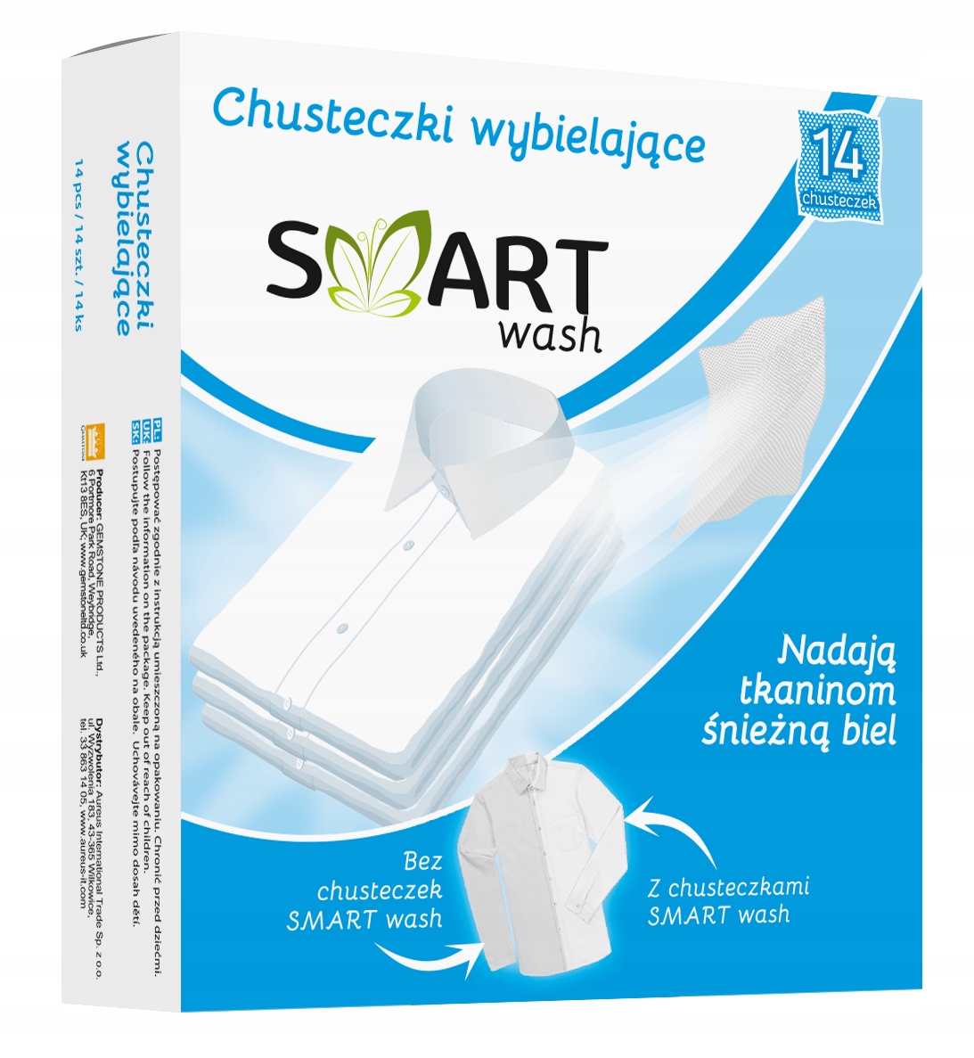 

Smart wash chusteczki wybielające 14szt