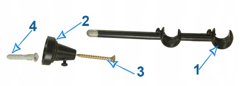 KARNISZE METALOWE POJEDYNCZE NA WYMIAR rama fi 16 10 cm 8 KOLORÓW Średnica drążka 16 mm