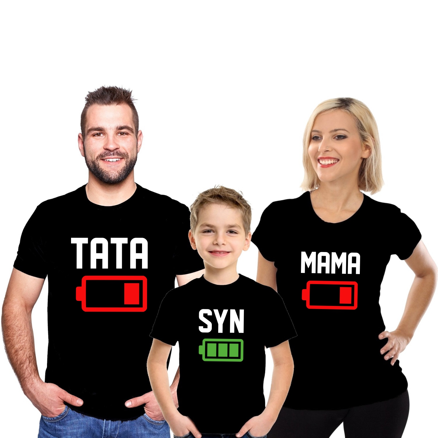 Koszulki Rodzinne Tata Mama CÓrka Syn Z Bateriami 7209857934 Allegro Pl