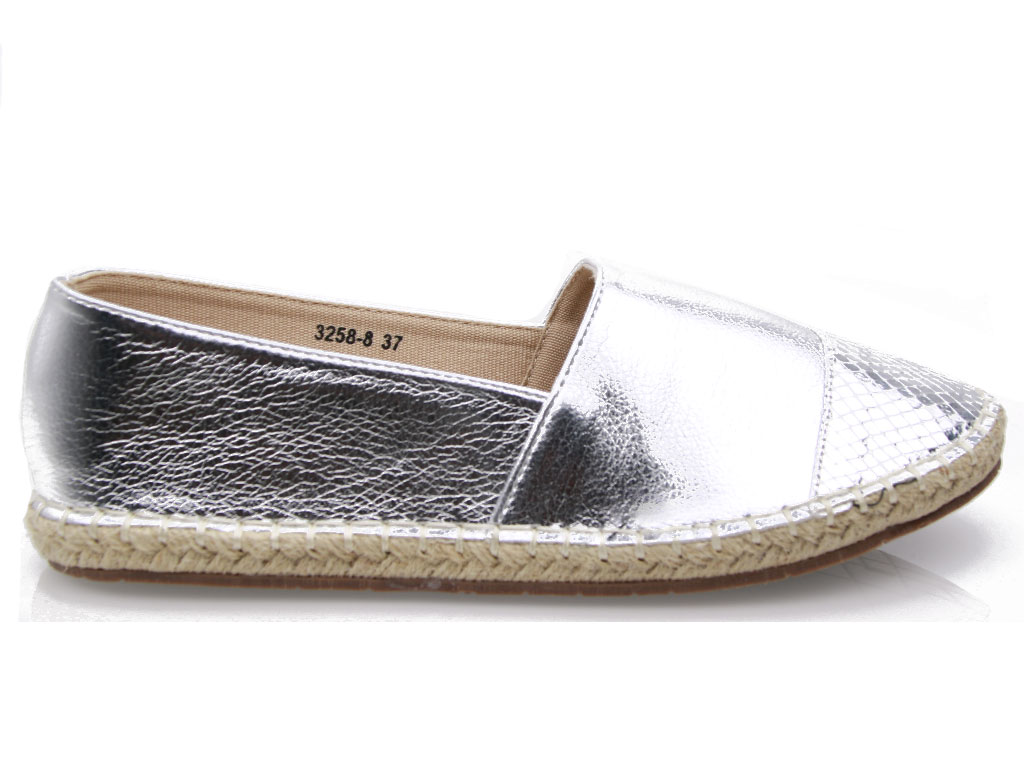 

Balerinki Baleriny Espadryle Srebrne D6A3258 39