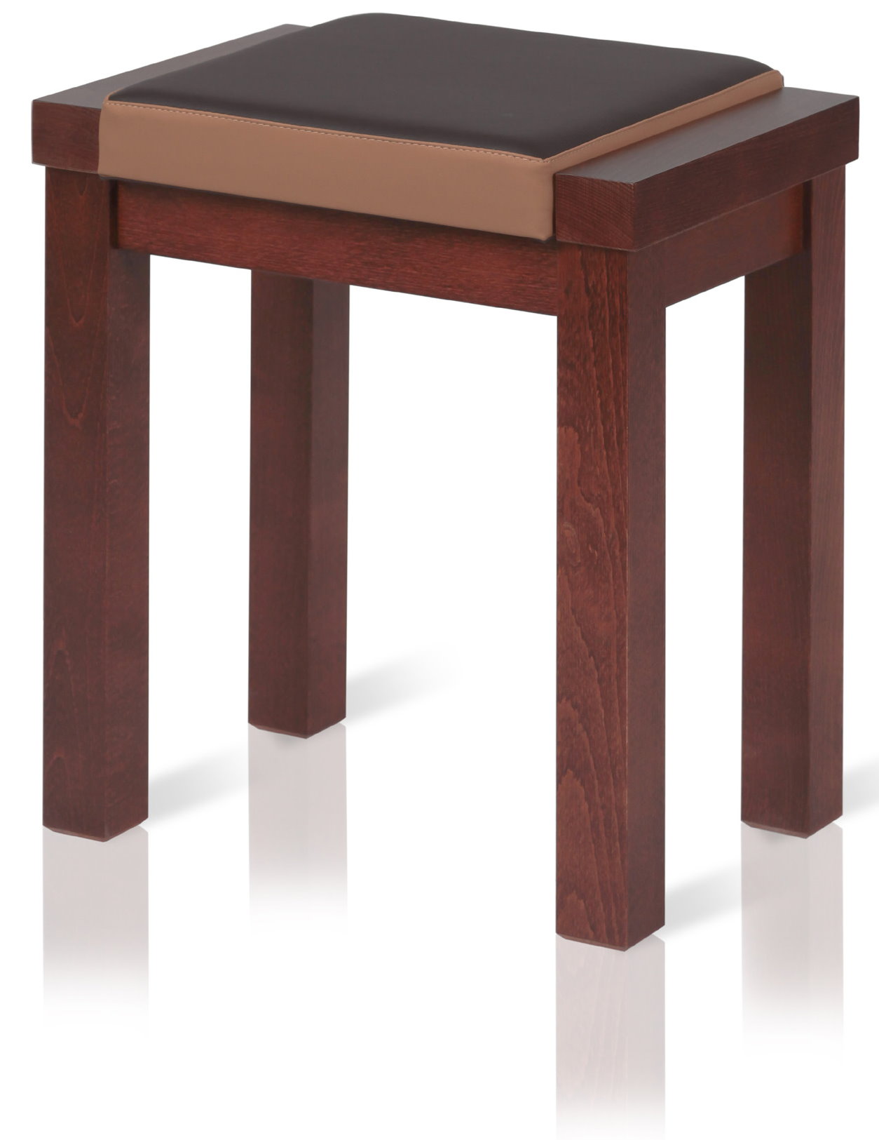 Taboret DREWNIANY LINEA stołek miękkie siedzisko