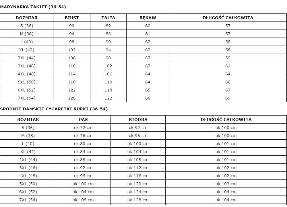 BIZNESOWY KOMPLET GARNITUR CYGARETKI (36-54) 46 Marka inna
