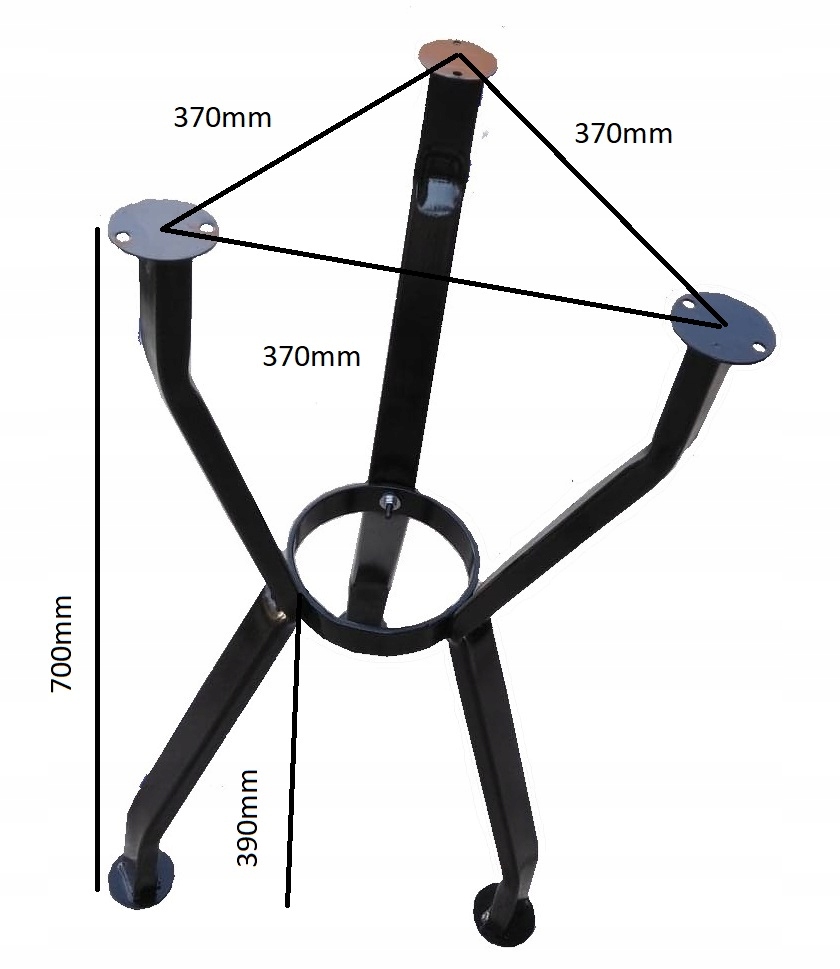 NOGI DO STOŁU OKRĄGŁEGO TRÓJNÓG Wysokość produktu 700 cm