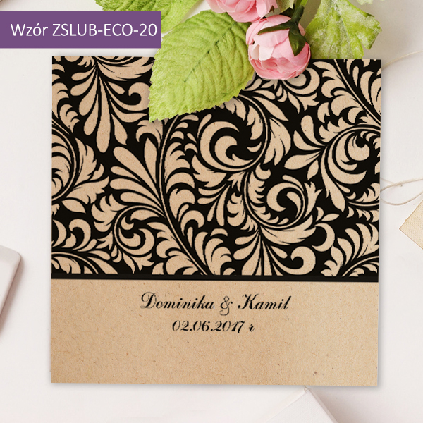 Zaproszenia ślubne EKO na ślub + Koperta GRATIS Zdobienie brak