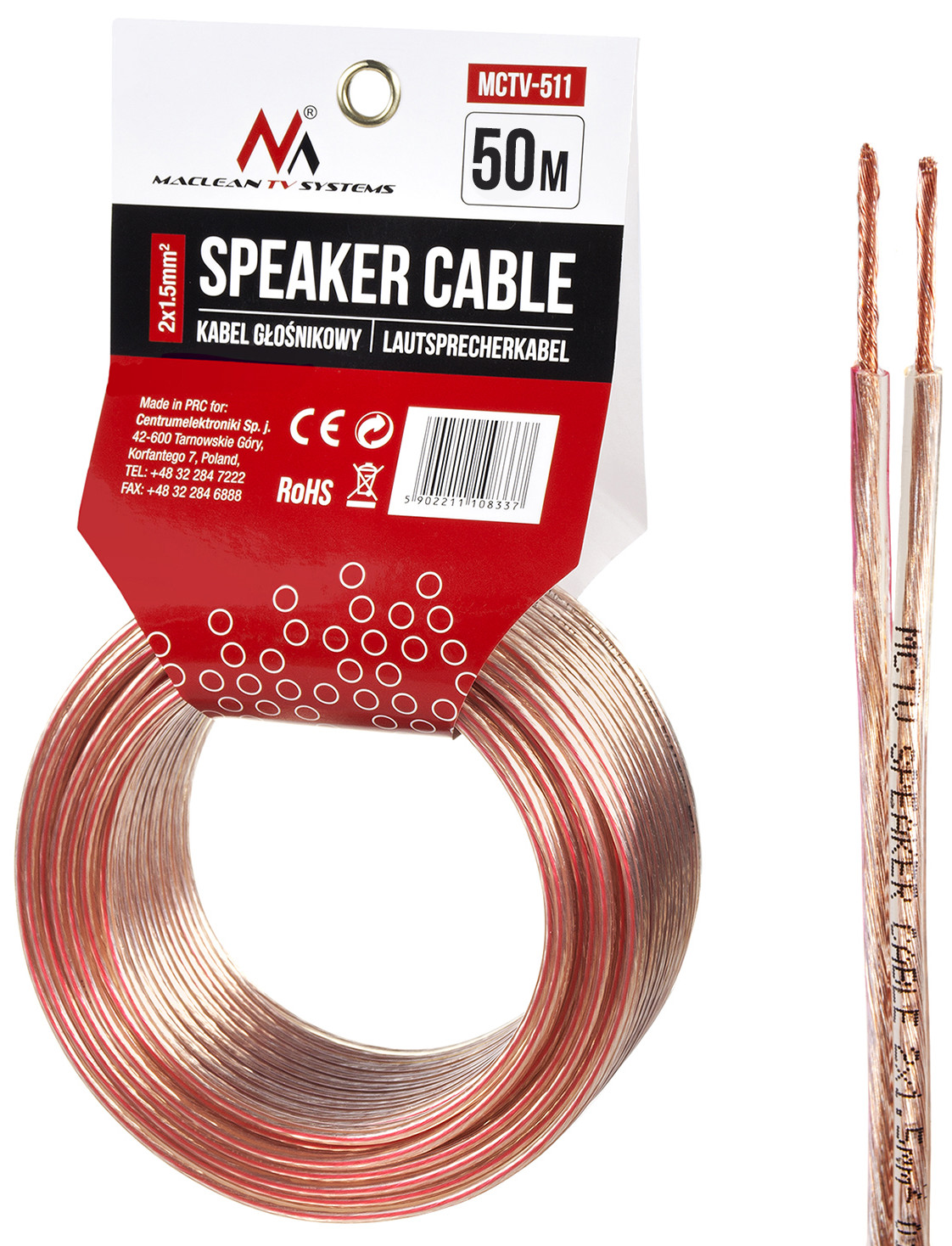 

Kabel Przewód Głośnikowy 2x1,5mm Cca Ofc Audio