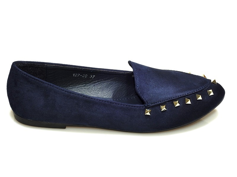 

Zamszowe Damskie Mokasyny Półbuty 12720 Blue r.38