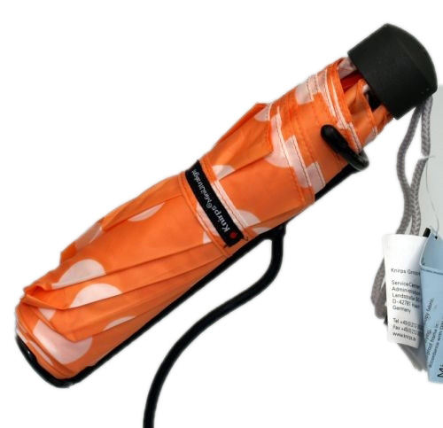 Deštník Knirps Mini Ultralight bílé hrášky oranžový