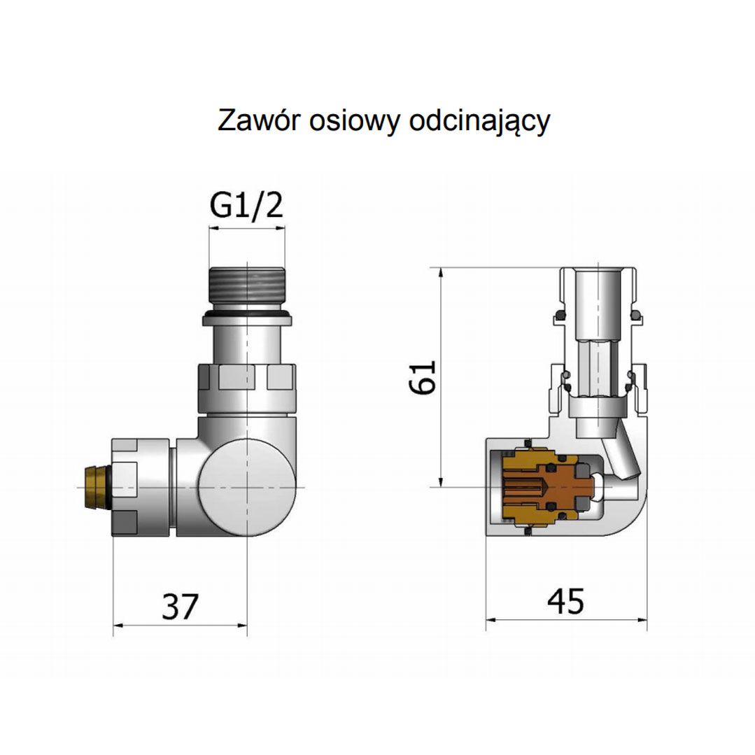zestaw termostatyczny osiowy Vision czarna struk. Rodzaj zawór osiowy