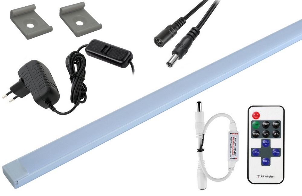 Led podskříňková lišta s rovnou deskou 100 cm Dálkový Ovladač