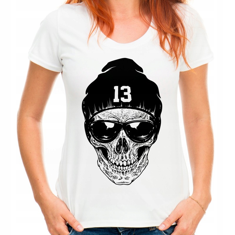 

Koszulka z czaszką damska w czapce 13 skull Hq M