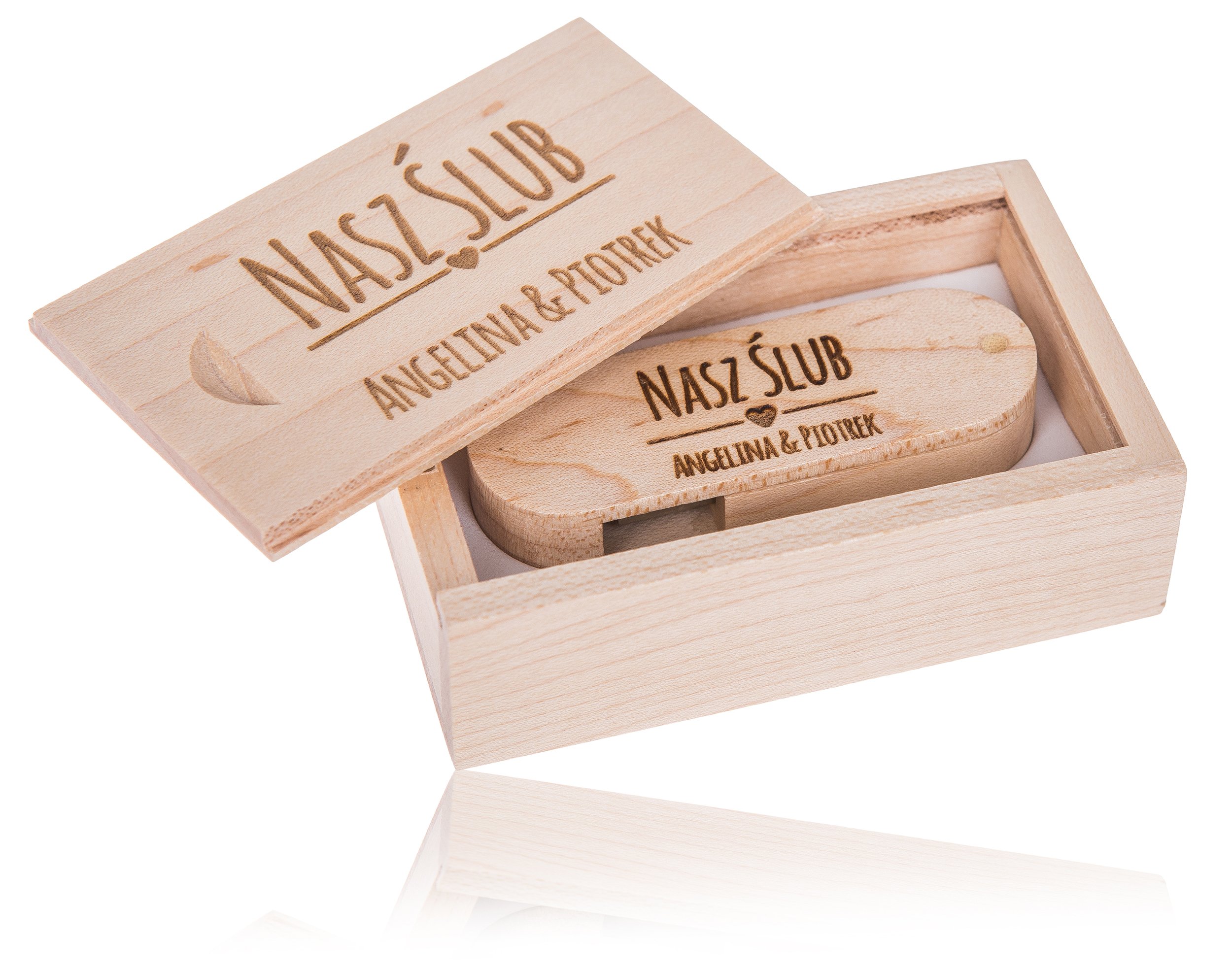 

Pendrive 32 Gb etui z grawerem Ślub Rocznica Logo