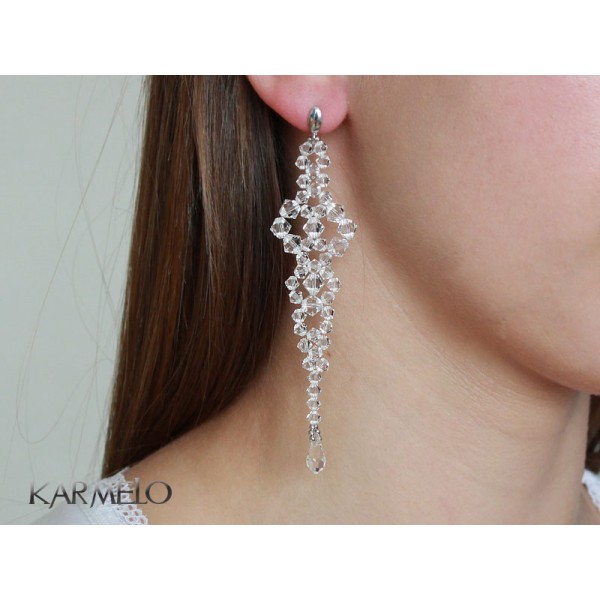 Biżuteria kryształy Swarovski Kolczyki 10cmAB KR50 Materiał Srebro