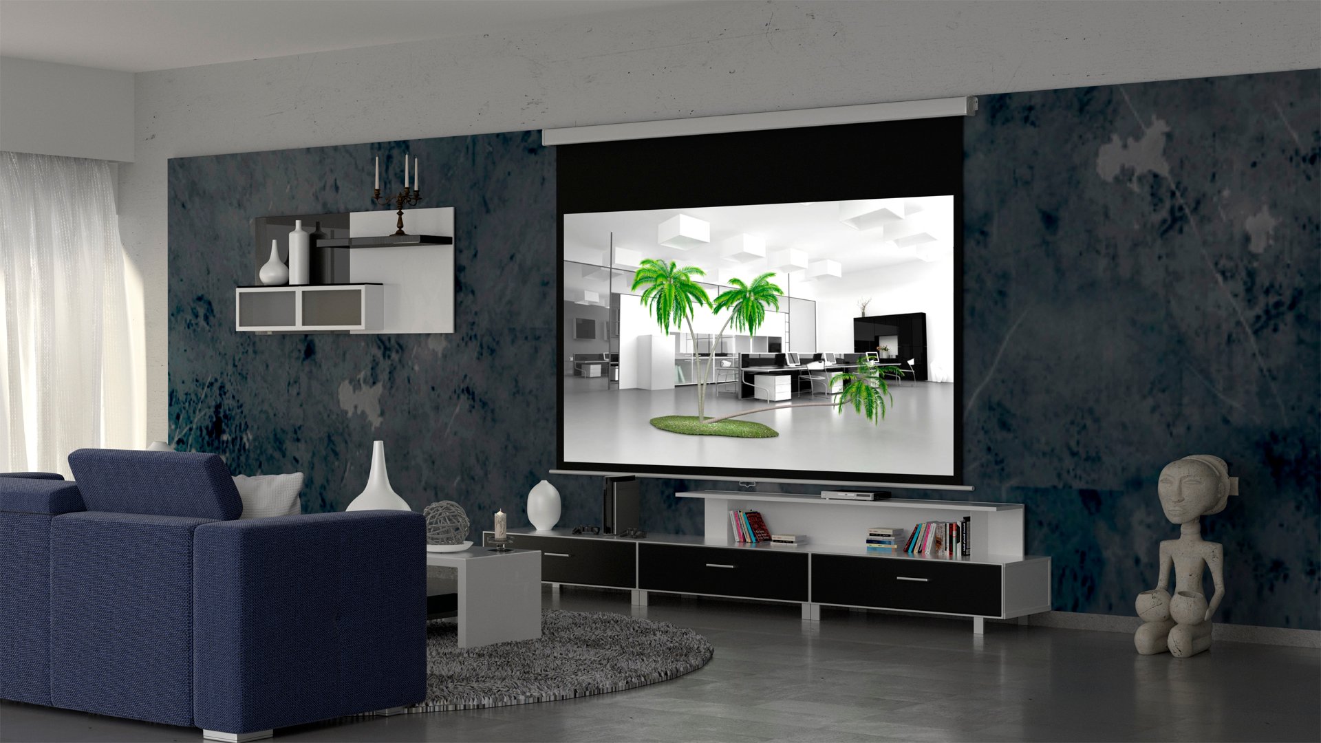 EKRAN DO PROJEKTORA 205x115 16/9 GreyHD +PAS+RAMKI Kod producenta M.S. 92 16/9 MG