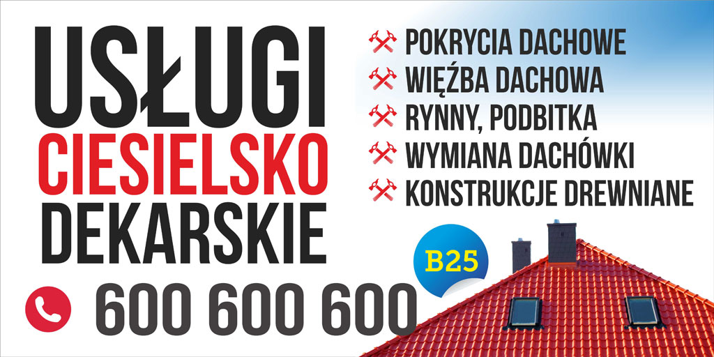 

Reklama Baner Usługi ciesielskie 2,5x1,25 Szyld