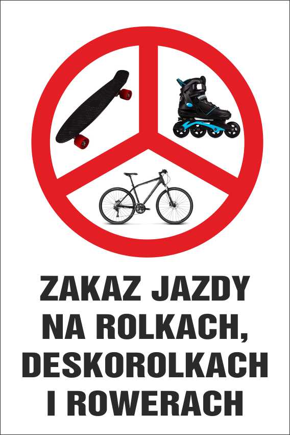 

Tabliczka Zakaz jazdy na rolkach 20x30cm