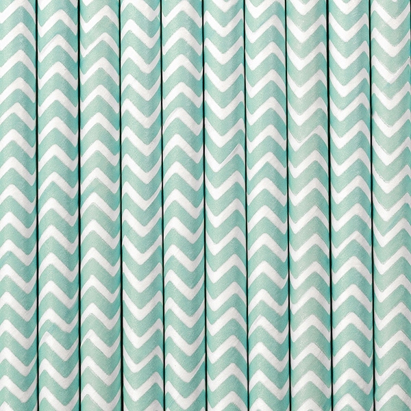 Słomki papierowe BŁĘKITNE na roczek urodziny 10szt