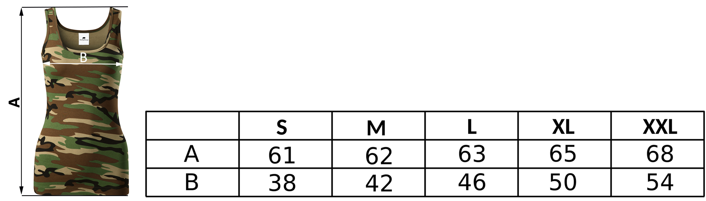 DAMSKI TOP NA RAMIĄCZKACH MASKUJĄCA MORO KAMUFLAŻ Wzór dominujący moro
