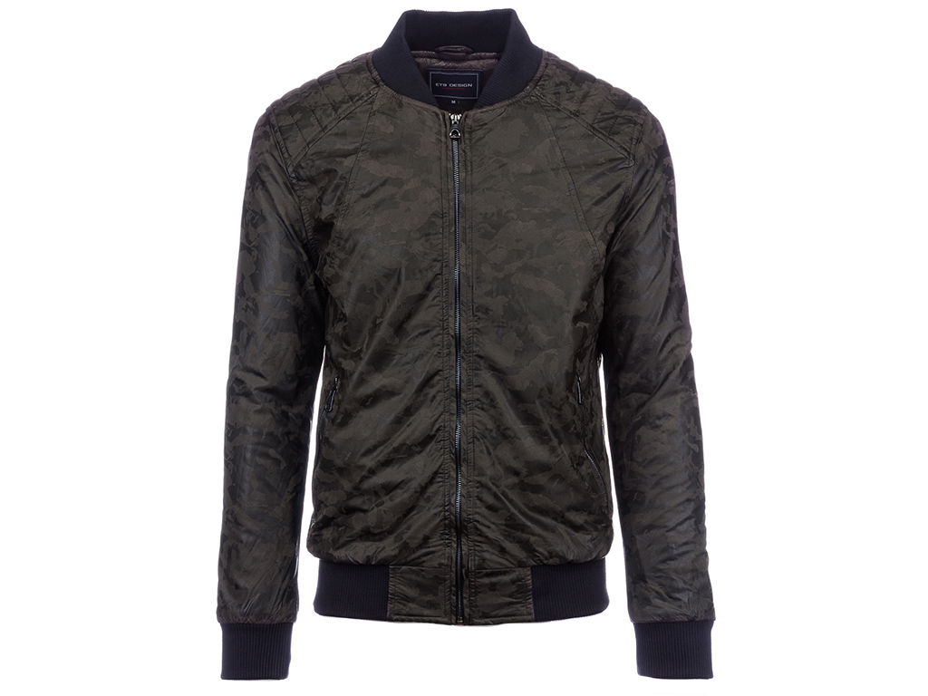 Pánská Bunda Maskáčový Khaki Bomber Zateplená Na Medvídkovi, Stahovací Kapsy: M