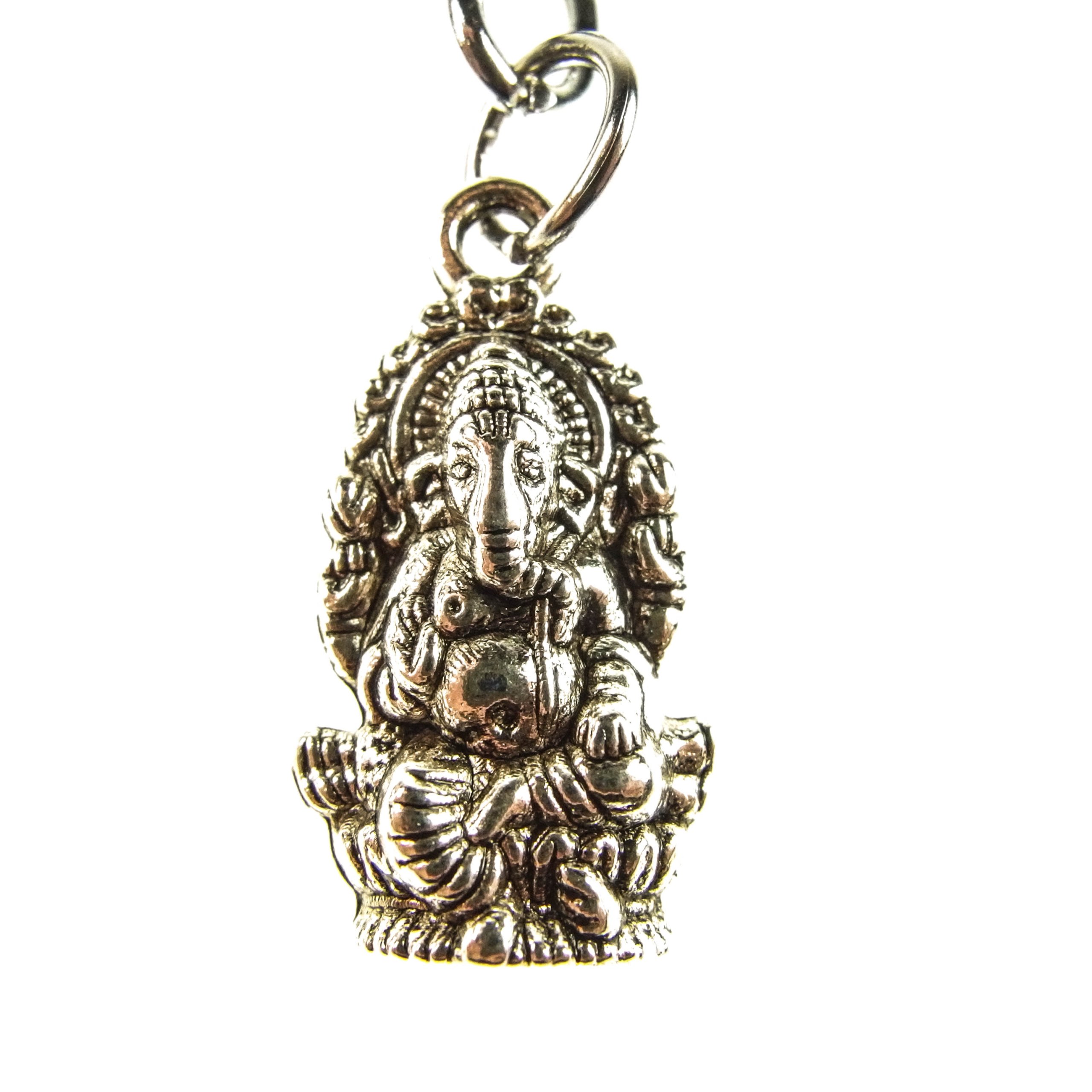 

Piękny Brelok Mały Budda Ganesha Posrebrzany