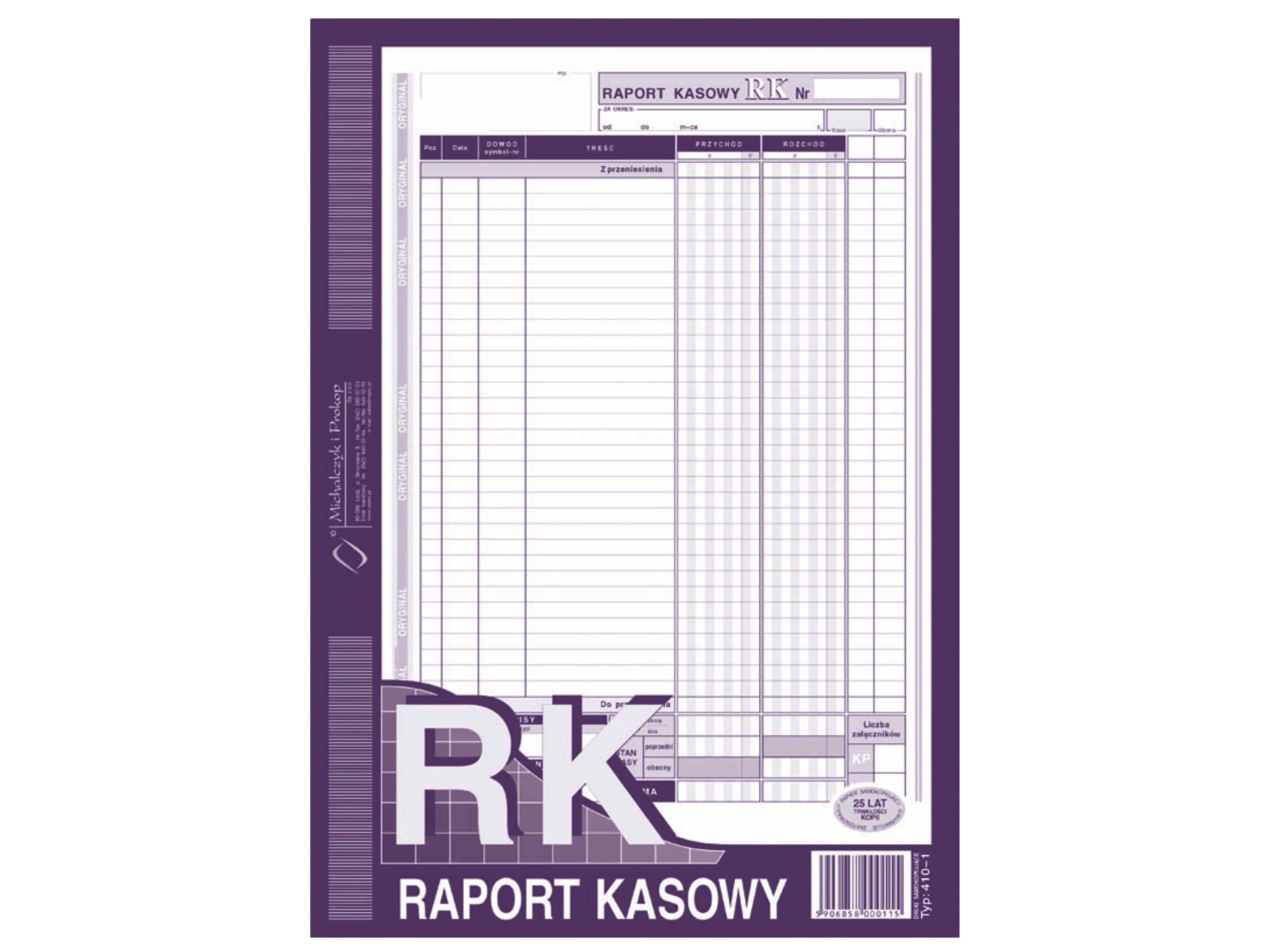 

Raport kasowy Mipro Michalczyk A4 410-1