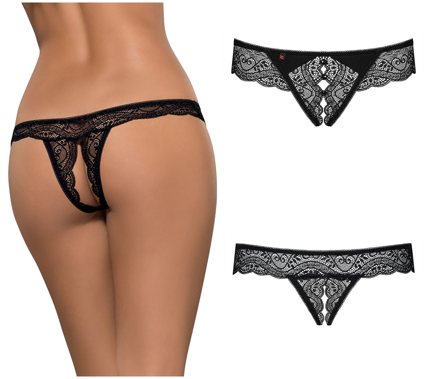 

Obsessive Miamor stringi otwarte czarne S/m