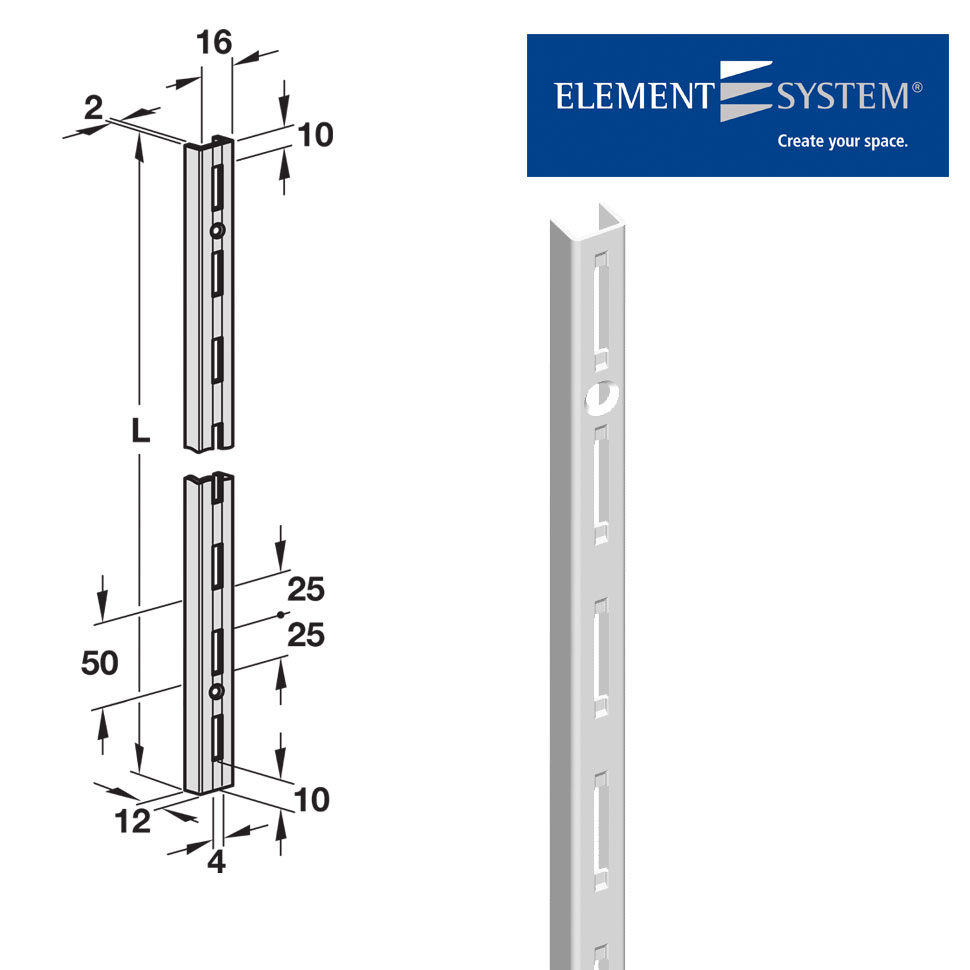 REGAŁ METALOWY LISTWA NOŚNA POD PÓŁKA BIAŁA PRO100 Marka Element System