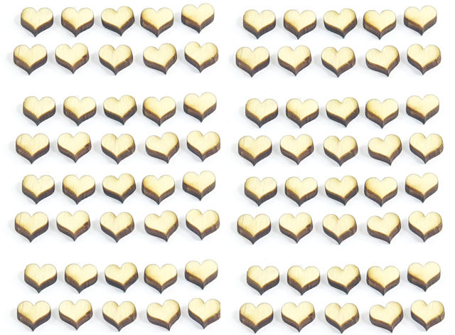 80x DREWNIANE SERCE 1x1cm SCRAPKI DECOUPAGE YK15