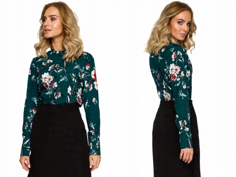 

Bluzka koszulowa w Kwiaty zapinana 42 XL
