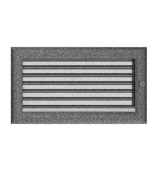 Krbová mřížka s žaluzií 17x30 cm Černo-stříbrná