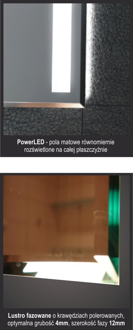 'POWERSTIX' 90*70 LUSTRO PODŚWIETLANE ŁAZIENKOWE Rodzaj kryształowe