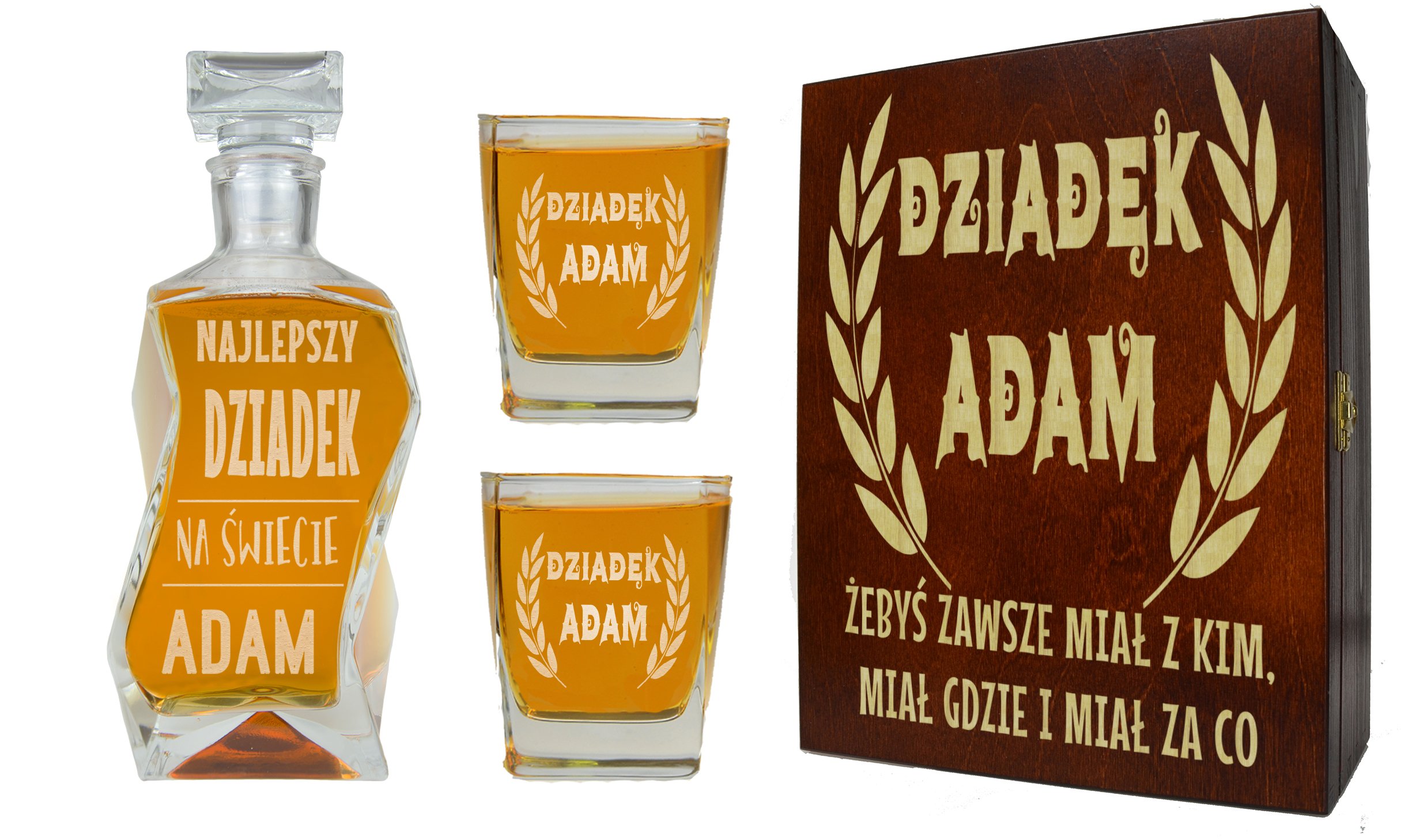 

Skrzynka Karafka 2 Szklanki Z Grawerem Dla Dziadka