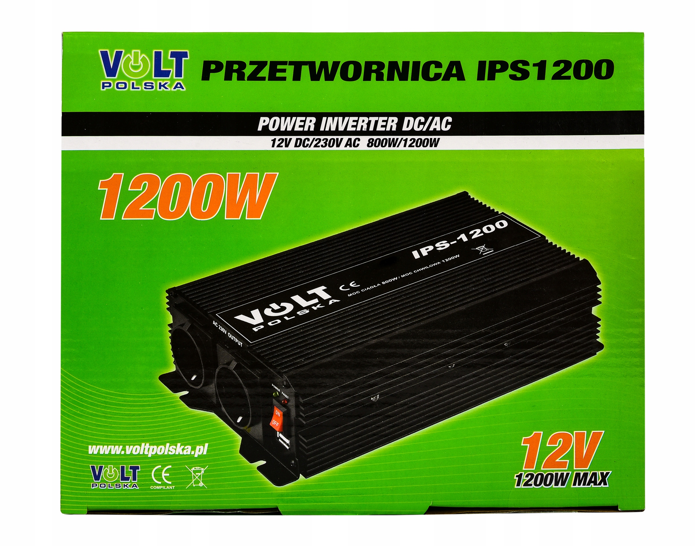 PRZETWORNICA 12V 230V SAMOCHODOWA NAPIECIA 1200W 8 Weight with packaging 1 7 kg