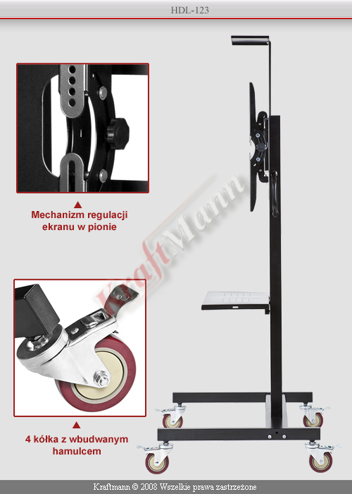 STOJAK POD TELEWIZOR WOZEK DO TV LCD PLAZMY 75KG Model KM-HDL123