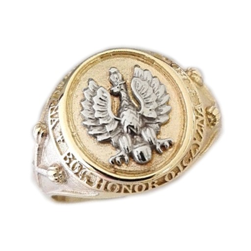 

Sygnet złoty patriotyczny z orłem w koronie